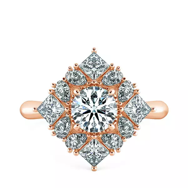 Nhẫn Kim Cương Princess Diamond Halo NKC2508 2